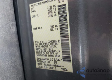 2017 Nissan Maxima 3.5 Platinum/3.5 S/3.5 Sl/3.5 Sr/3.5 Sv from USA, damaged, VIN 1N4AA6AP3HC376367